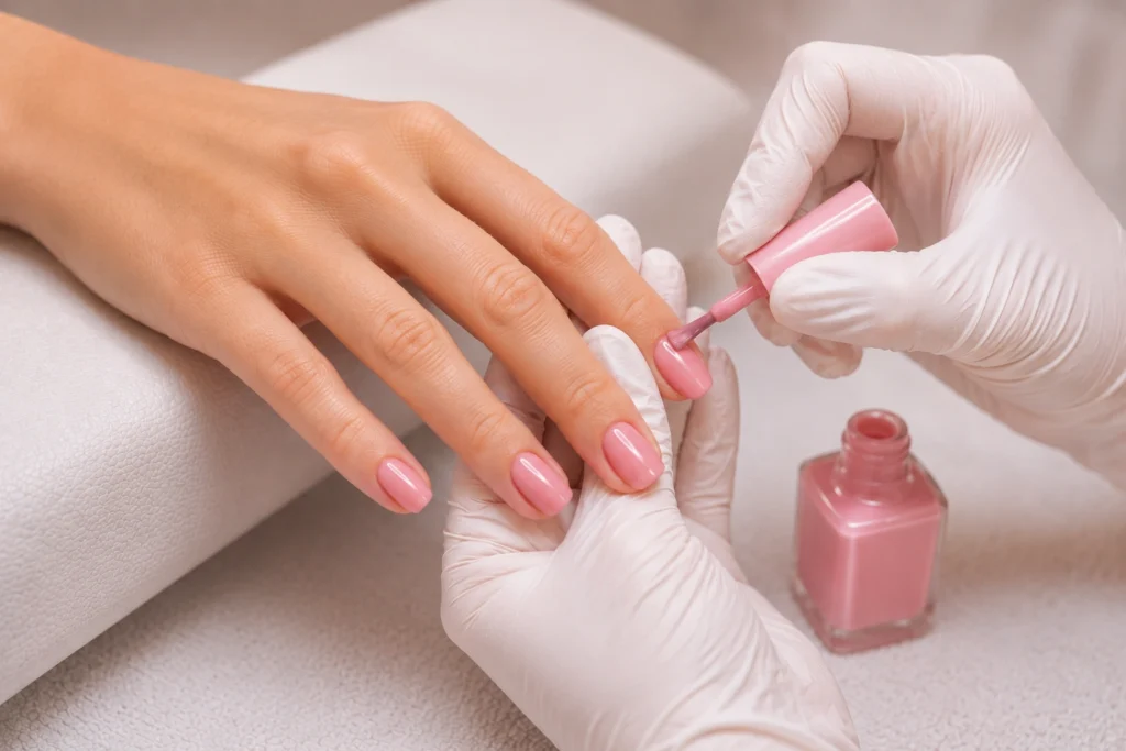 Esmaltado permanente con refuerzo + Manicura Rusa